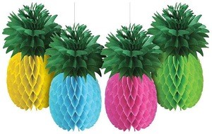Pineapple Event Decorating Kit, Hawaiian Party Supplies with Hanging Honeycomb, Garland and Fans