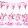 Pink Ballerina Princess Party Supplies Kids Birthday Party Decoration Set Baby Girl Shower Pack Event Party Supplie