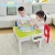 Plastic Baby Study Activity Playing Building Block Kids Play Table Chairs Play Set