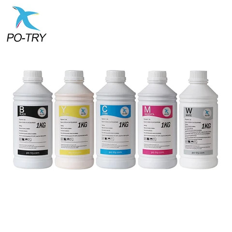 PO-TRY Cheap Price 1L Textile Digital DTF Printer Ink 5 Colors Smooth Fast Drying Pigment Ink