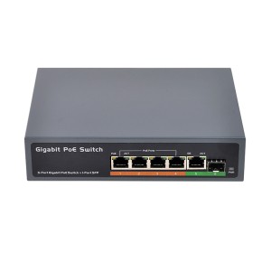 POE switch 4+2 port 48V IEEE802.3at / af standard all gigabit POE network switch for cctv system