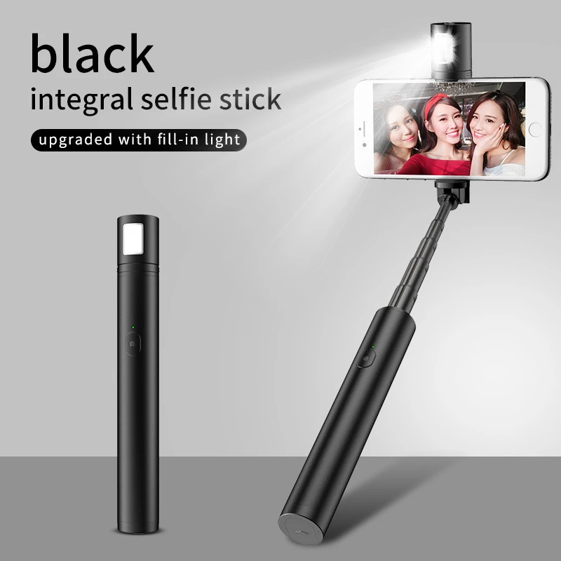 Portable Mini Selfie Stick Monopod Telescopic Magic Piccolo with Enhanced Light wtih Clip with Wireless Bluetooth Remote Control