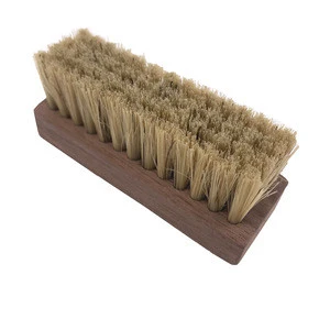 Premium Natural Walnut Wood Handle Soft Hog Hair Bristle Shoe Brush for Cleaning Leather Suede