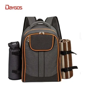 Premium Outdoor Picnic Backpack for 4 Person Bag Bag Woven Grey Waterproof Picnic Bag