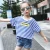 Import Print letters shoulder sleeve loose stripe child kids teenager girl t shirt from China