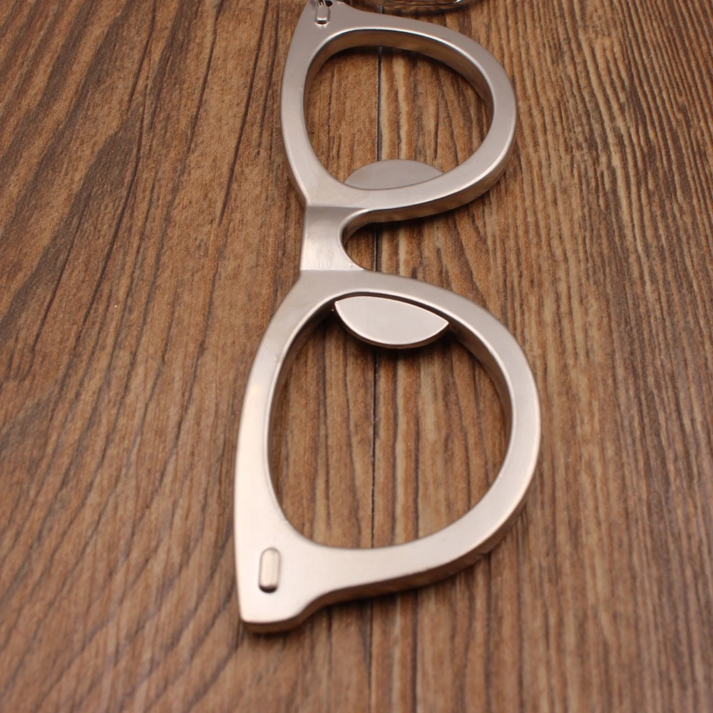 Promotional metal glasses shaped bottle opener keychain