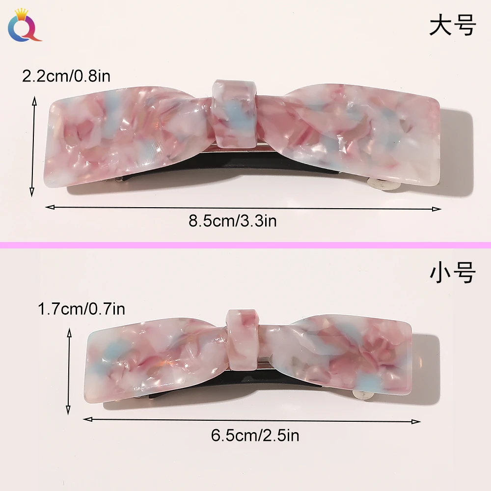QIYUE 2 Kinds Size  Women Fashion Hairgrips Acetate Hairpin Hair Clips Dream Color Barrette Bow Hairclips