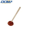 red nature rubber toilet plunger with wood handle