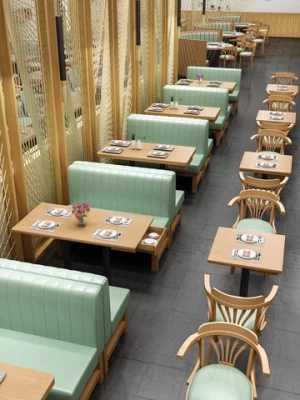 restaurant dining table western cafe tables with retro oak wood chairs