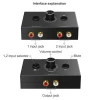 R/L RCA Stereo Audio Switch Audio Switcher for Passive Speaker Manual Selector Splitter Box Audio Sharing 2 input 1 output