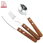 Rosewood Handle Mirror Polishing 3Pcs Knives Fork and Spoon Tableware