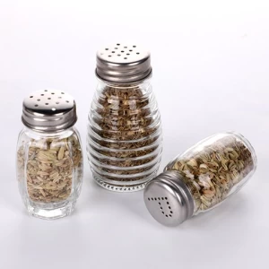 Round Thread Container Seasoning Spice Jar Glass Spice Bottles with Shaker