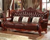 Rubber wood high-end villa leather art classical combined living room sofa, American style sofa, European style leather sofa