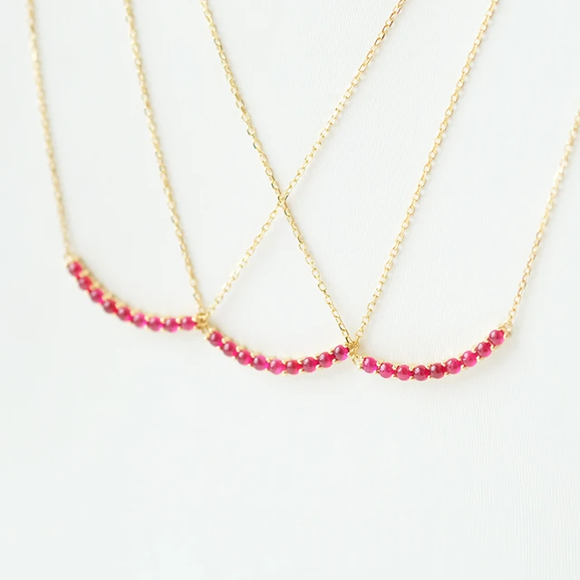 Ruby Necklace Red Bean Gemstones In 14K 18K 24K Yellow Gold