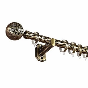 Rustic gold ceiling mount cast iron stretch folding curtain rod