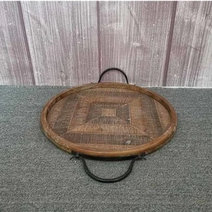 Rustic Natural Wood and Metal Handle Tray Home Decor Accessories for the Coffee Table and Dining Table