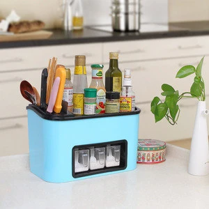 S13  Double layer Household kitchenware kitchen shelving Seasoning storage box Storage tool container
