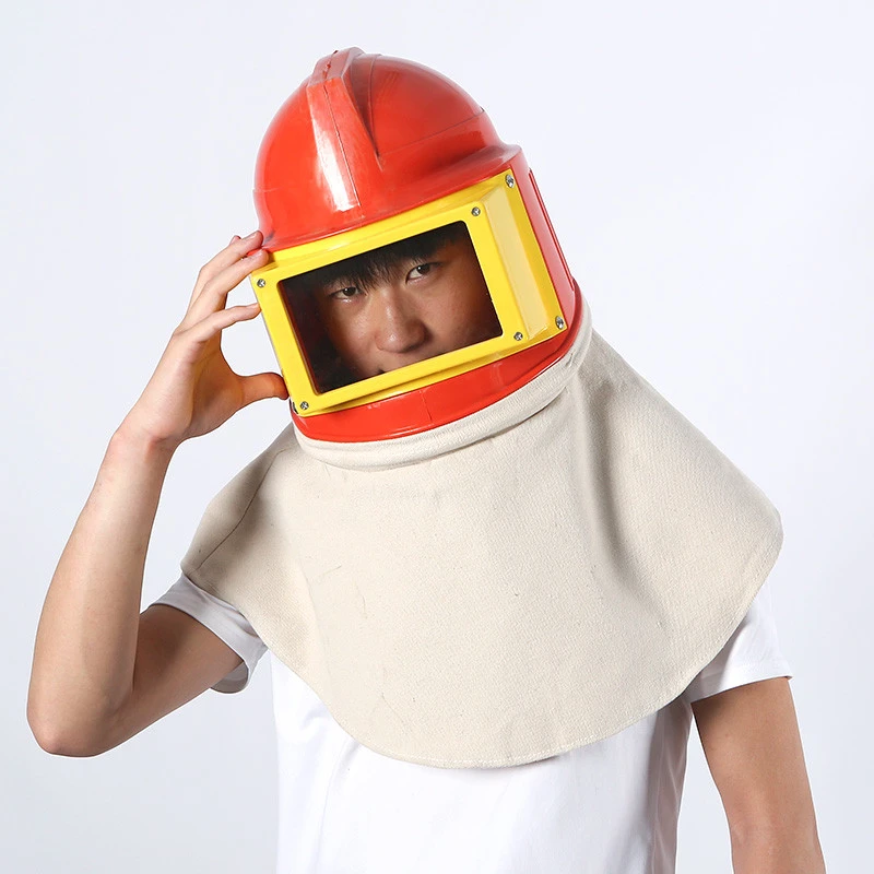 Sandblasting coat and hat oxygen supply type safety protection suit helmet face shield sandblasting suit