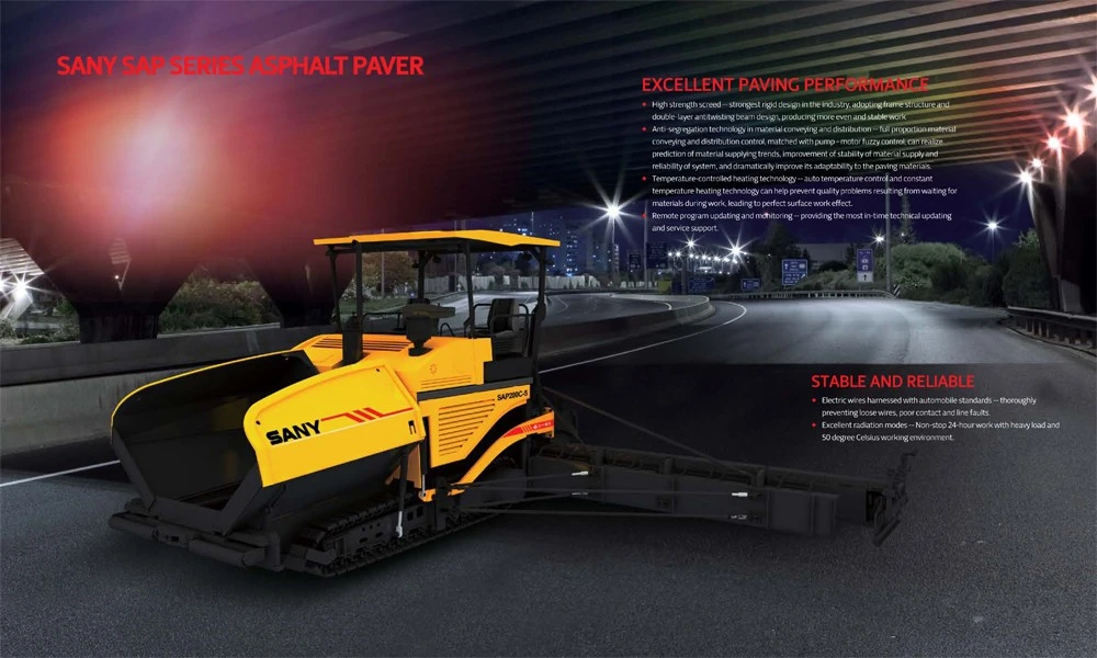 SANY SAP120C-8 road construction 1100 t/h 24m/min paving speed asphalt paver machine price