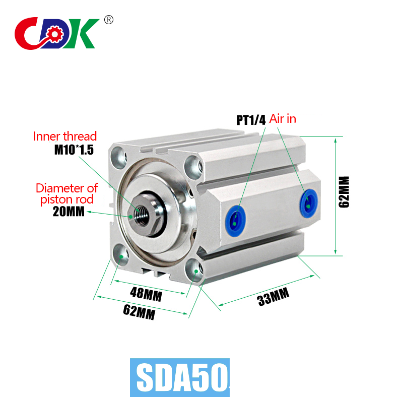 SDA Series Airtac Compact Cylinder Single Rod Double Action Multi type Air Cylinder Pneumatic