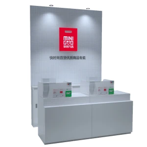 Shangshi MC022 store supermarket small cashier desk convenience goods cashier checkout counter with background wall