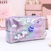 Simple and fashionable laser quicksand zero pencil bags waterproof school pouch pencil case bag