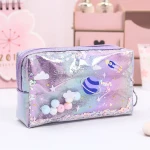 Simple and fashionable laser quicksand zero pencil bags waterproof school pouch pencil case bag