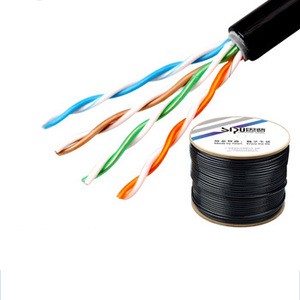 SIPU factory price cat5 outdoor copper material communication cable black color cat5e network cable