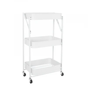 Slim Storage Cart 3 Tier Organizers Rolling Utility Cart Slide Out Storage Shelves Mobile Shelving Unit Organizer