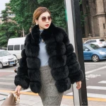 Slimming short fur coat with stand-up collar fashion high quality faux fur coat 983