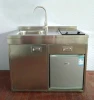 small mini integrated stainless steel commercial kitchen cabinet with CE electric stove and refrigerator