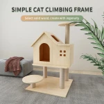 Small Solid Wood Cat Climbing Frame Scratching Post House Cat Toy Pet Supplies Cat Tree