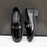spring women retro flat dress shoes versatile patent leather womens commute loafers