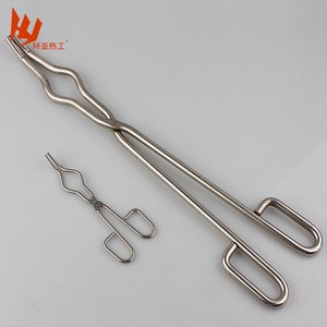 Stainless steel crucible tongs with platinum tips L 8 in
