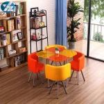 Stainless Steel Four Seat Glass Table And Chairs For Home Furniture