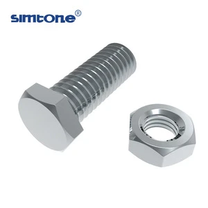 stainless steel hex bolt and nut assembled in metric size mm and UNC UNF thread inch