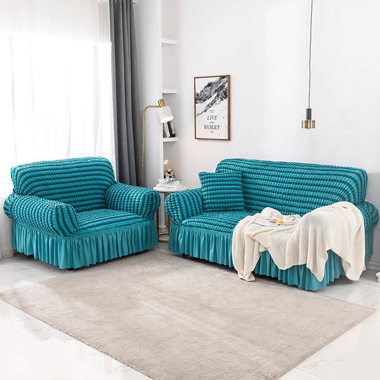 Stretch skirt style elastic spandex fitted sofa covers for small sofa one seat