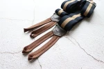 STRIPE PATTERN MENS GENUINE LEATHER SPLIT LEATHER  BREATHEA ENDS SUSPENDER TAILOR CUSTOMIZE SUSPENDER