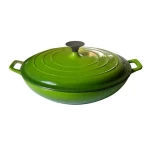 Stron Thai 32 cm green cast iron cookware enamel round Shallow cast iron cookware casserole with lid