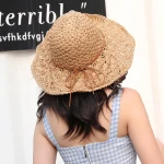Summer hat new womens hat sun  manufacturers wholesale sun hat bowknot rope straw