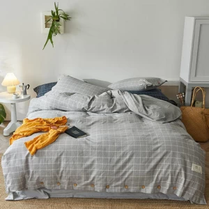 Suowei Custom New Design Linen 4 Piece King Size Comforter Sets Bedding Bed Sheet Luxury Pillow Cover Duvet Quilt