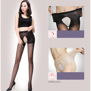 SW-10 Sexy underwear open crotch pantyhose long tube black stockings Sexy women plain black foot nylon stockings
