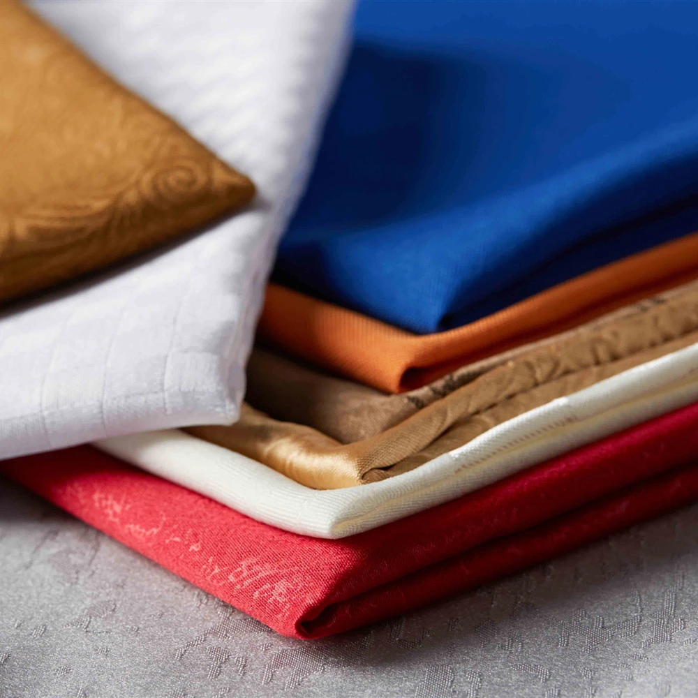 table cloth napkin 100% polyester colorful sateen or jacquard fabric