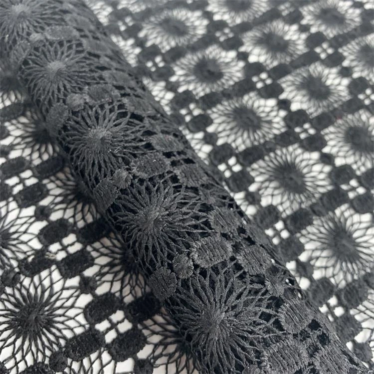 Textiles tweed fabric stock black embroidered fabric cheap fabric from china