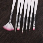 Top Quality Private Label Nail Brush Set Different Size Plastic Handle Nylon Hair Nail Art Brush