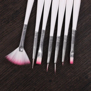 Top Quality Private Label Nail Brush Set Different Size Plastic Handle Nylon Hair Nail Art Brush
