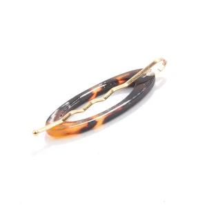 Tortoise Shell Hair Bobbys Pins Factory Wholesaler Acetate Hair Accessories Simple Ripple Gold Hairpin for Women and Lady
