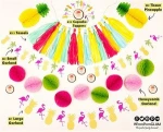 Tropical Pink Flamingo Pineapple Party Decorations Supplies Kit for Birthday, Bridal & Baby Shower Themed Moana Luau Hawaiian