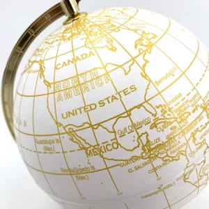 Unique white background gold pattern iron support world globe for gifts