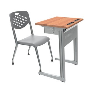 university furniture table and chair for classroom students school desk for single seat with pen slot and school bag hook